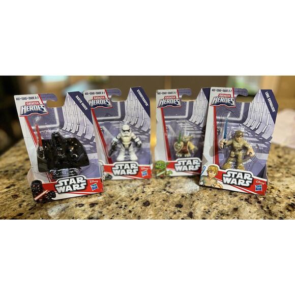 Vintage NIB Sealed Figures Star Wars Galactic Heroes Darth Luke Yoda Stormtroop - Picture 1 of 8